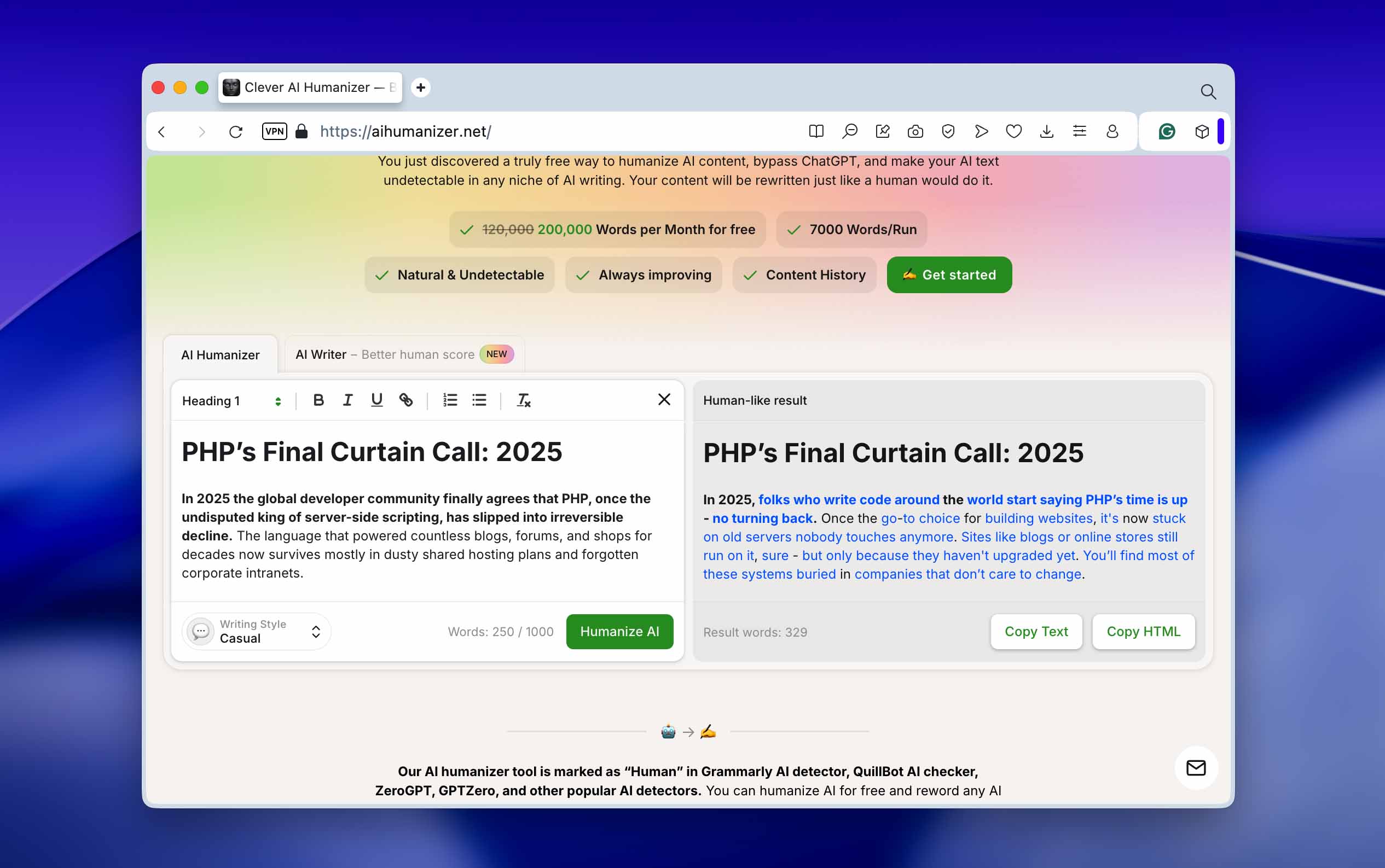 save formatting after humanize