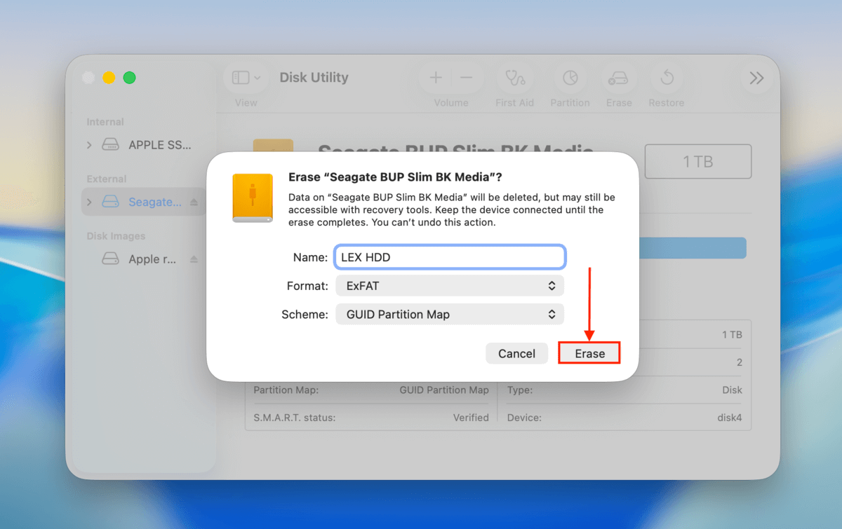 erase dialog in disk utility
