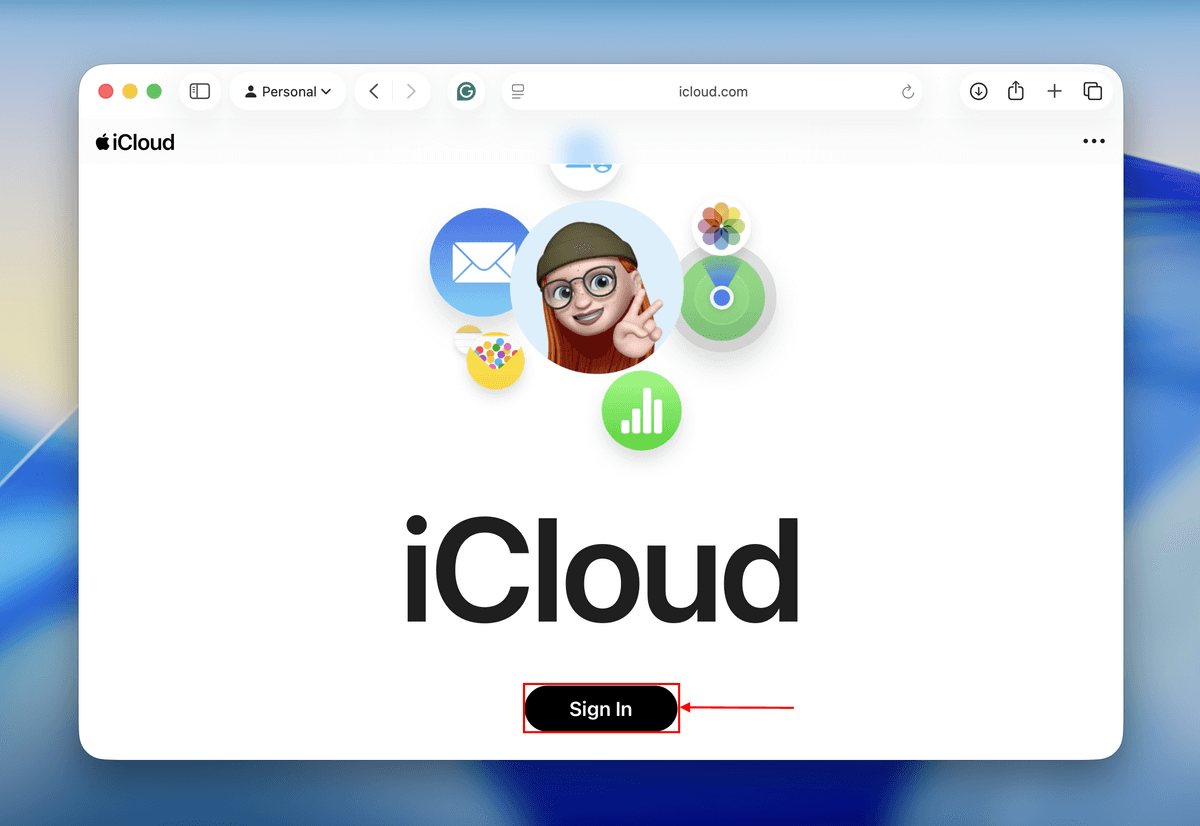 sign in page in icloud