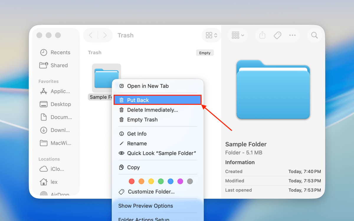 put back deleted folder