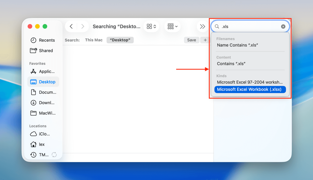 search bar in finder