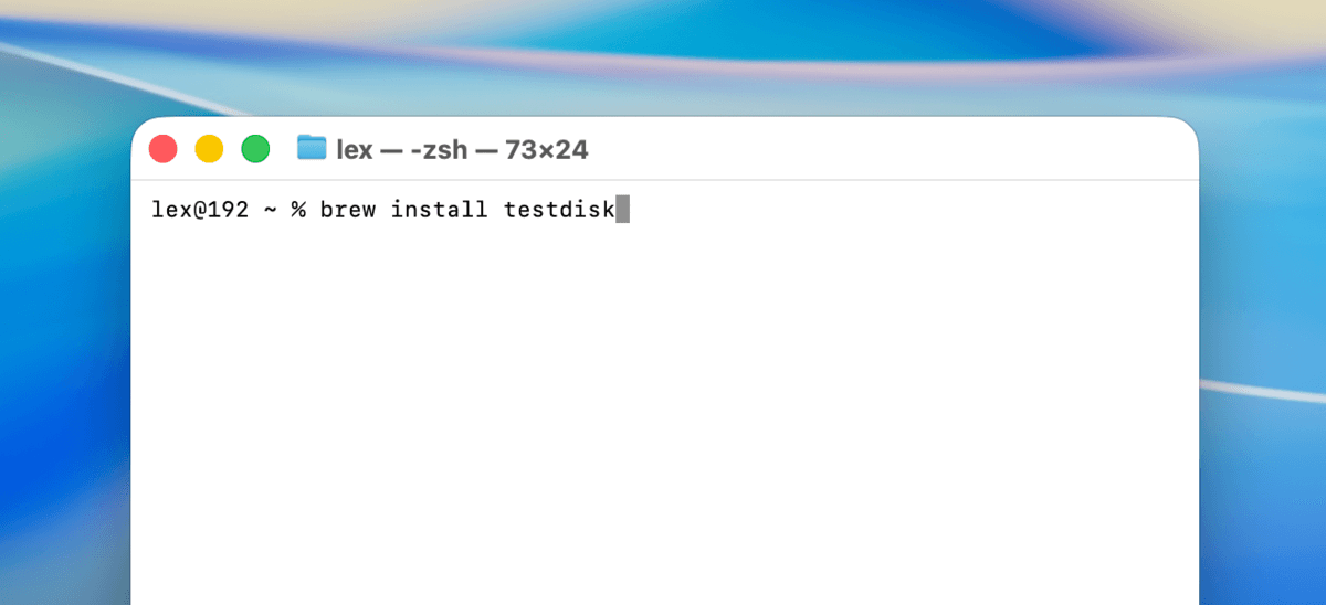 brew install testdisk command in terminal