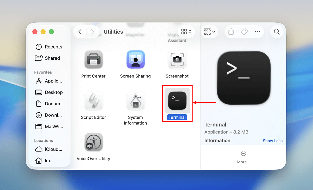 terminal icon in finder