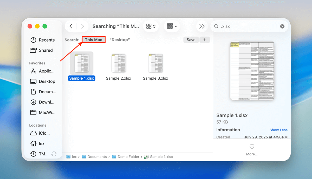 this mac search option in Finder