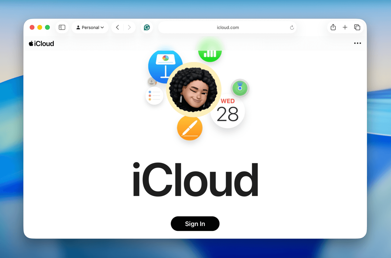 Login page for iCloud web